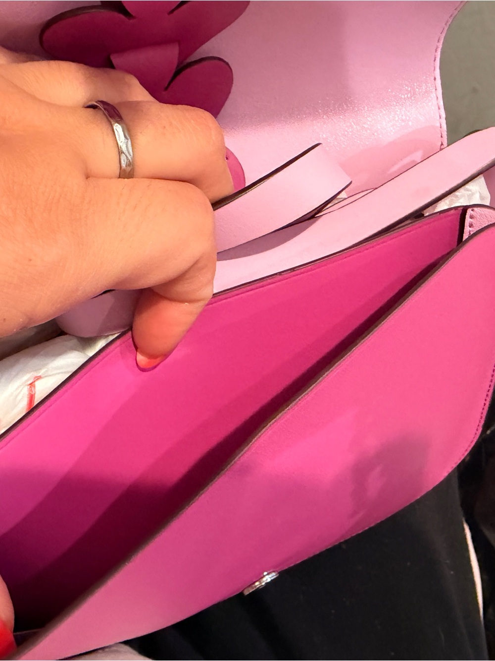 kate spade magenta purple-pink-ish with Leather Crossbody with Heart/spade desig - Picture 5 of 6